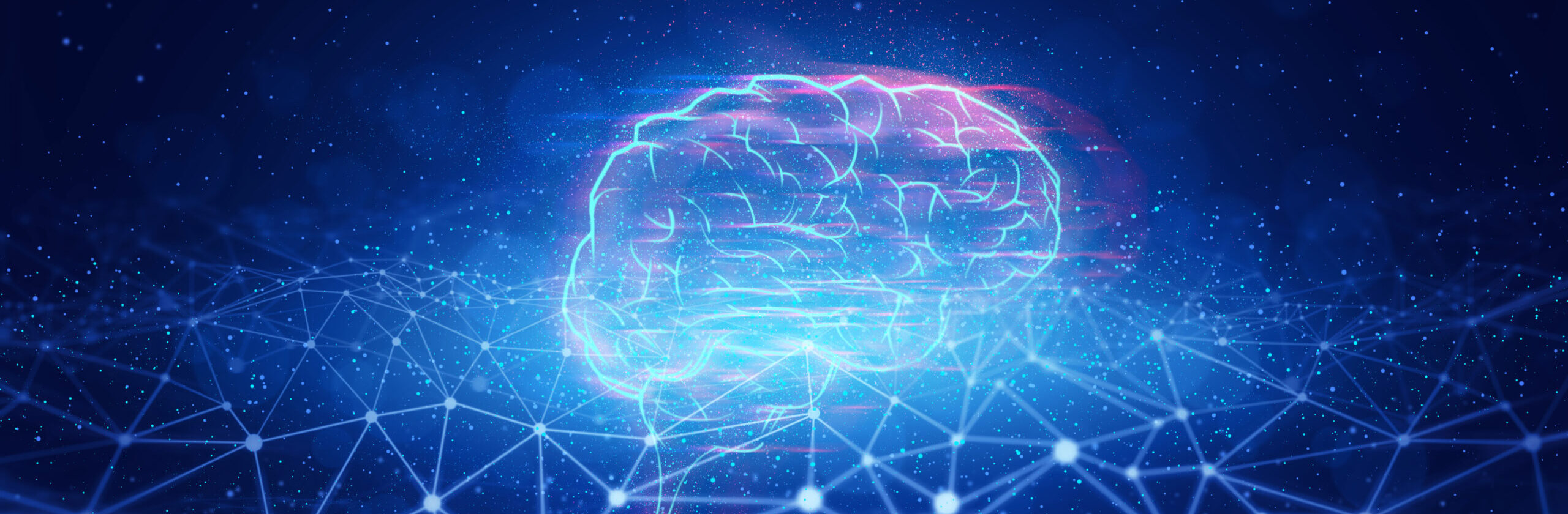 Visualisierung eines künstlichen Gehirns mit ausgehendem Netz